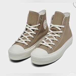 NWB Converse High-Top Canvas Sneakers - Tan